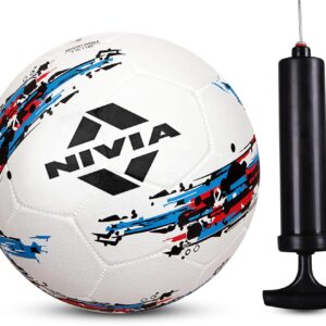 Nivia Storm White Moulded Football with Ball Pump Football - Size: 5 (Pack of 1, White)